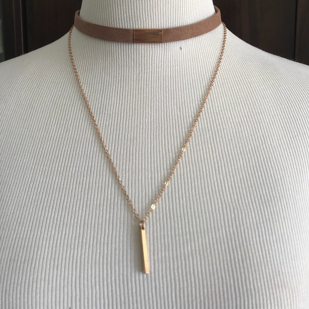 Suede layered choker